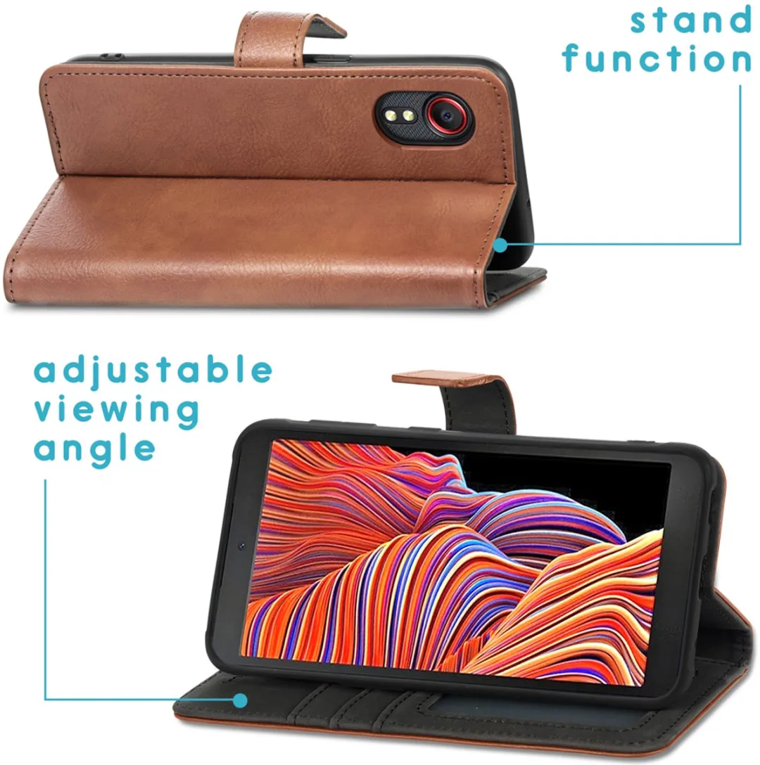 imosHion Hoesje Samsung Galaxy Xcover 5 - 3 Pasjes - Bruin