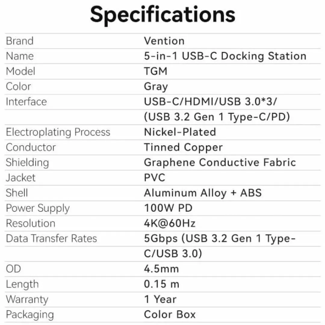 Vention TGMHB USB Hub - 1x HDMI