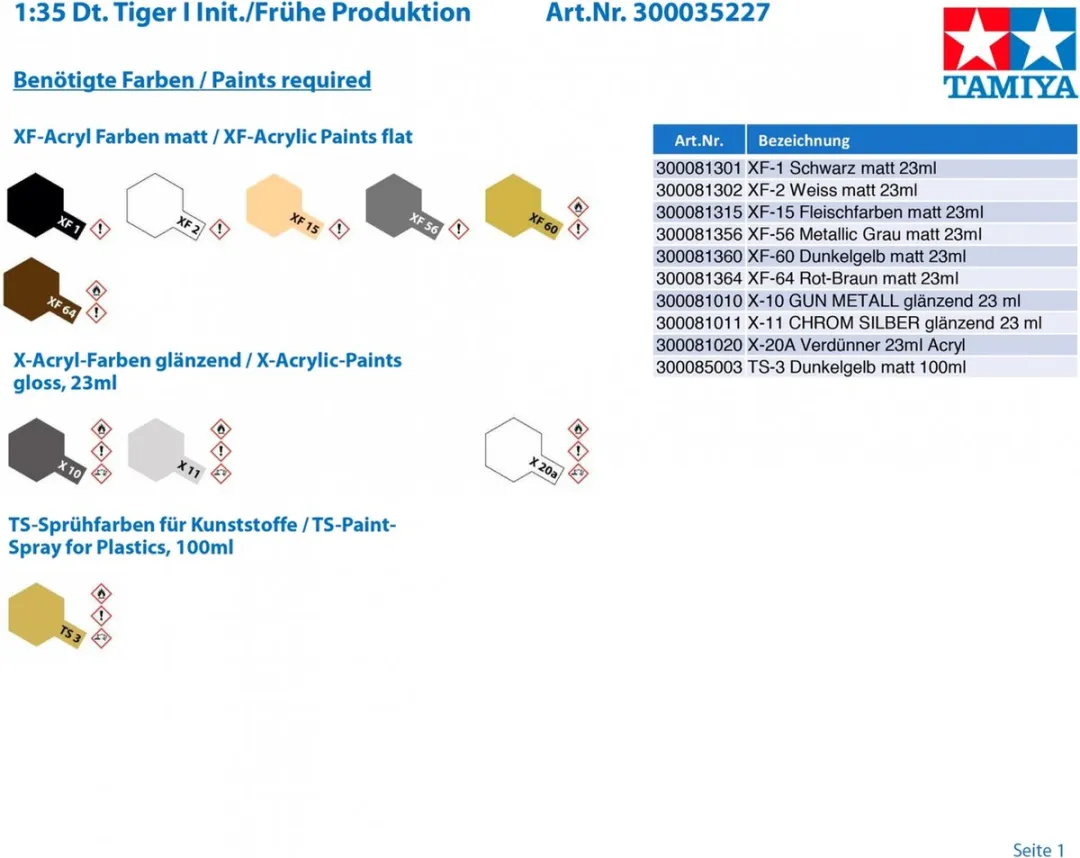Tamiya 35227 German Tiger I Initial Production - 1:35 Modelbouwpakket - Multi