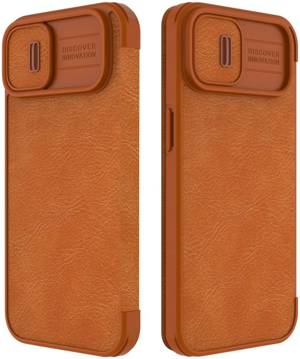 Nillkin Qin Pro Hoesje iPhone 14 Plus - Bruin - afbeelding 3 van 6