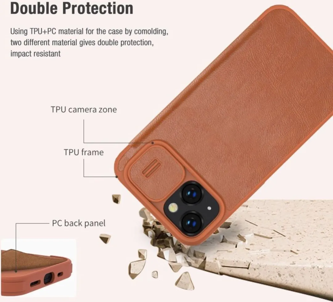 Nillkin Qin Pro Hoesje iPhone 14 Plus - Bruin - afbeelding 6 van 6