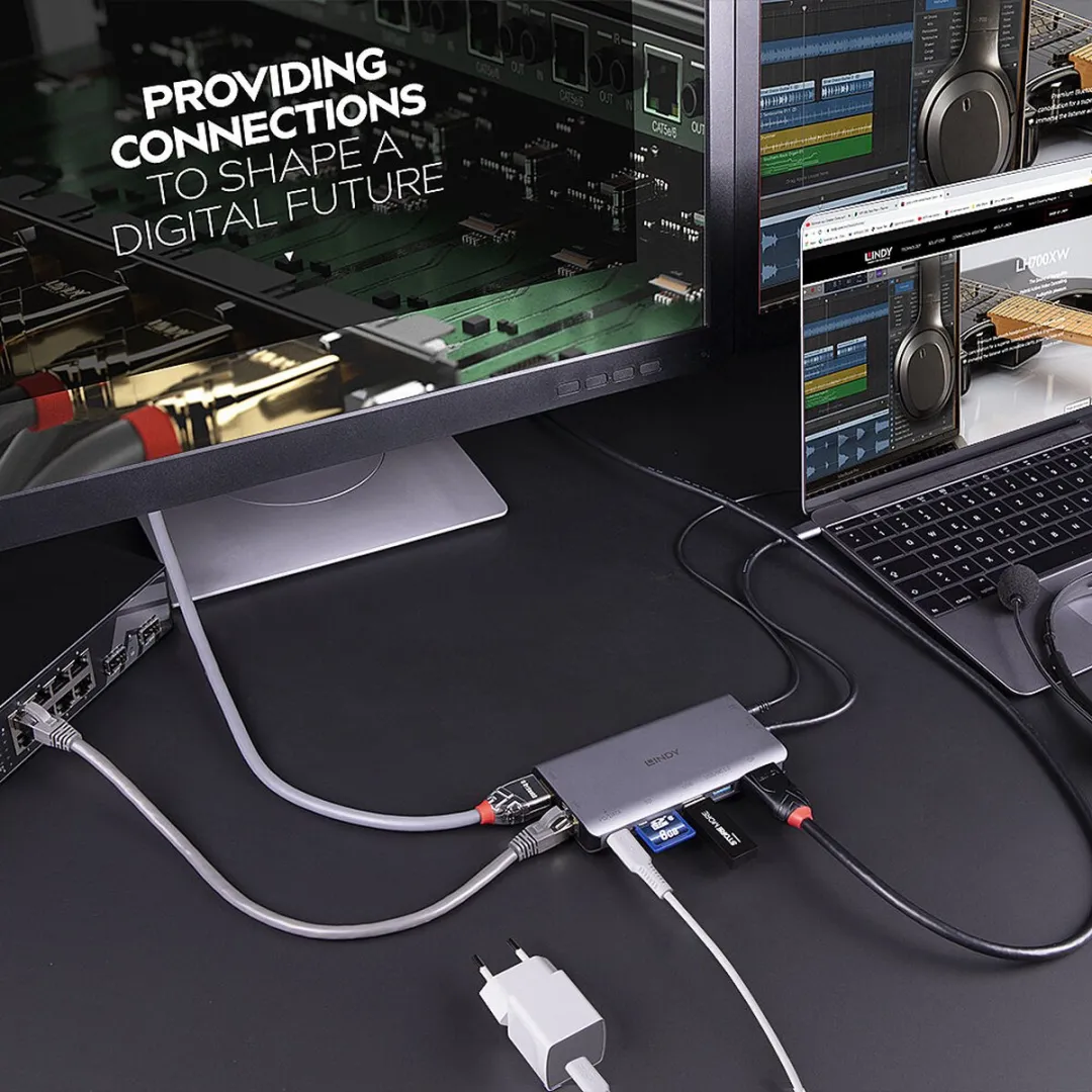 Lindy 43323 USB-C Dockingstation - Grijs - afbeelding 6 van 6