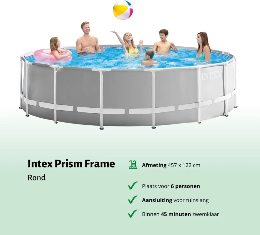 Intex Prism Frame Zwembad 457x122cm - Grijs