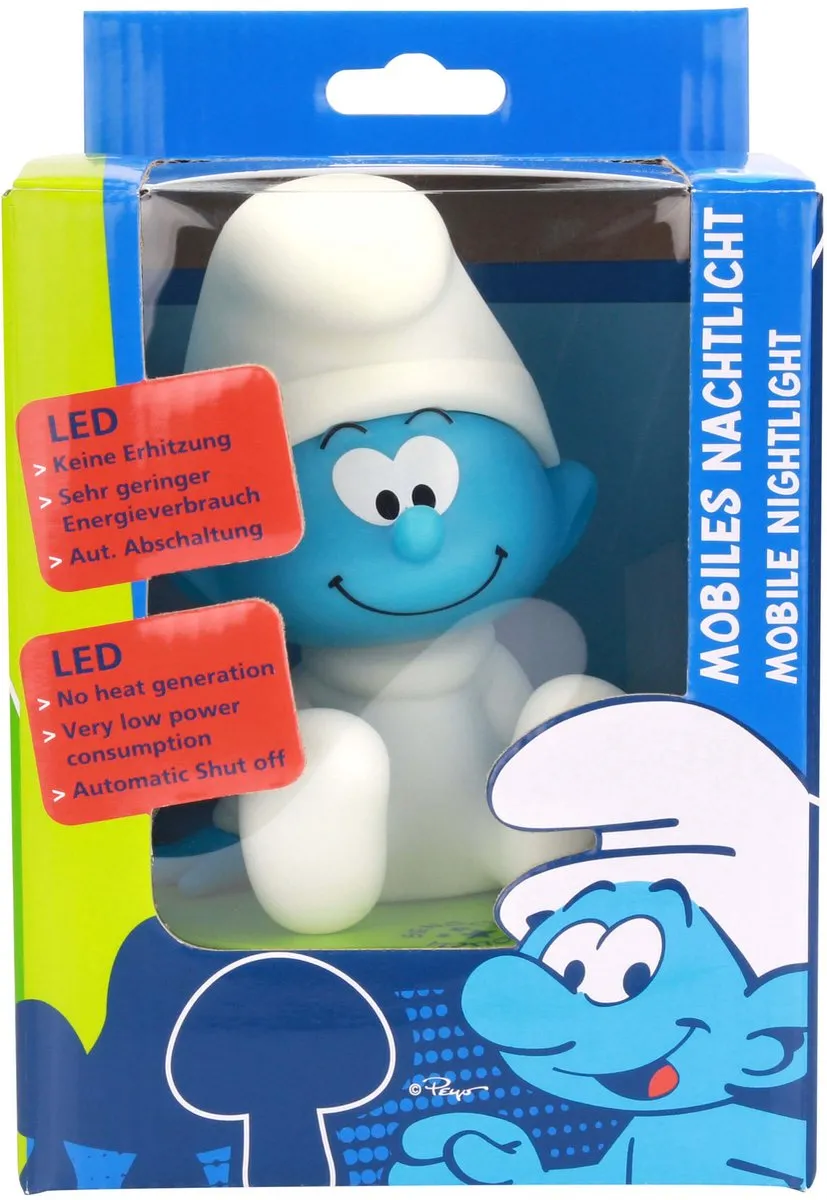 Ansmann Smurfen Baby Smurf Nachtlampje - Blauw/Groen/Wit
