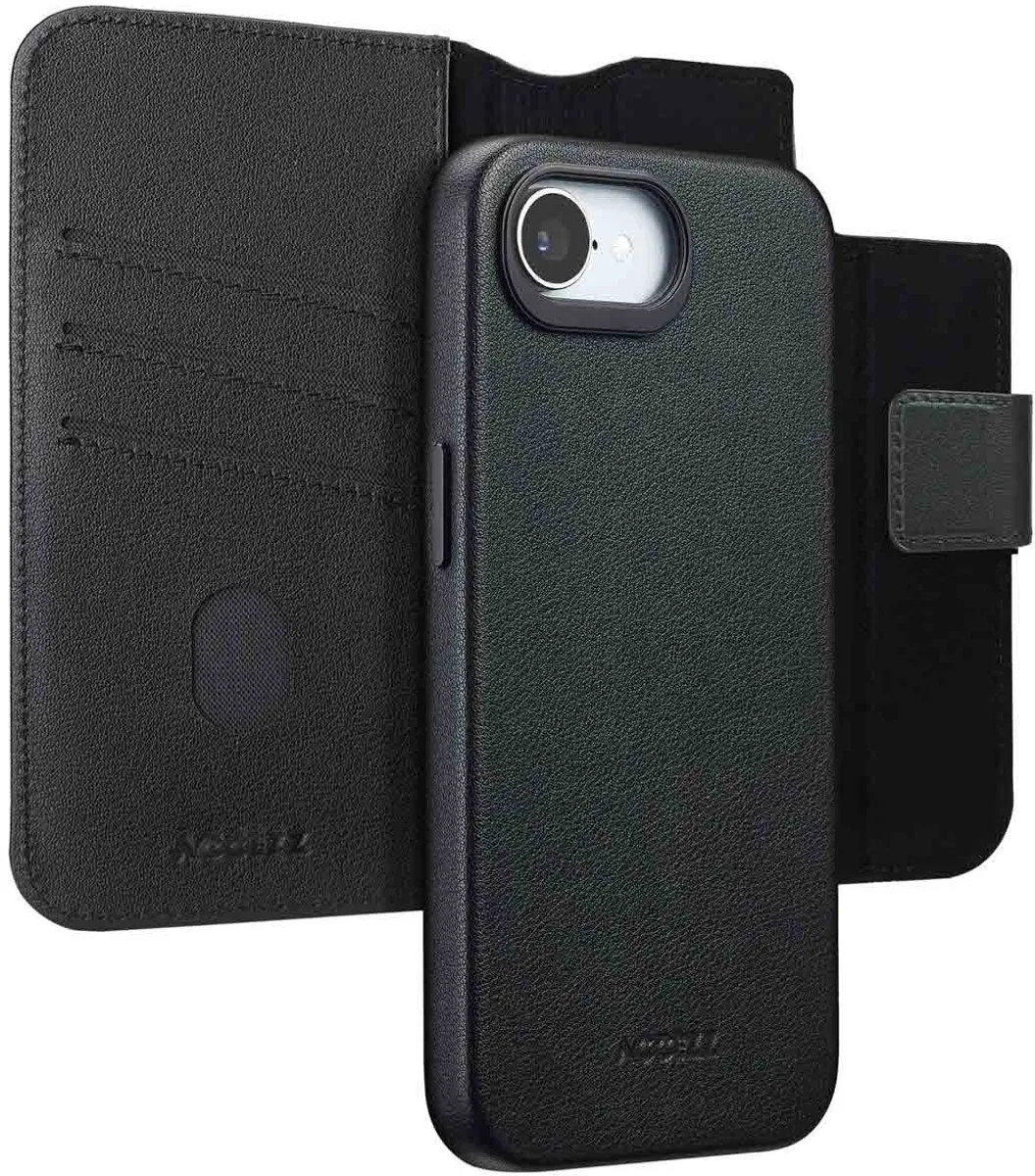 Accezz iPhone 16e Leather Bookcase Hoesje - 3 Pasjes - Zwart