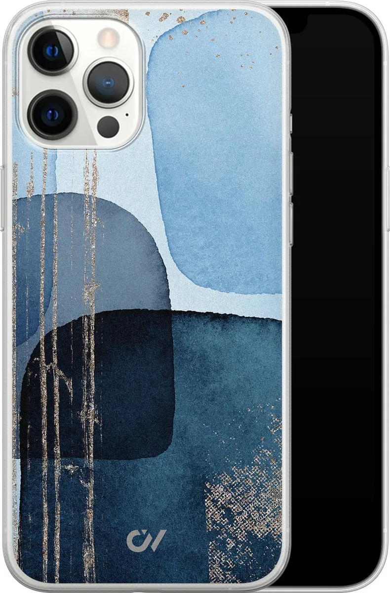 Casevibes iPhone 12 Pro Max Hoesje - Blauw Abstract Shapes - A/12PM/UV/028