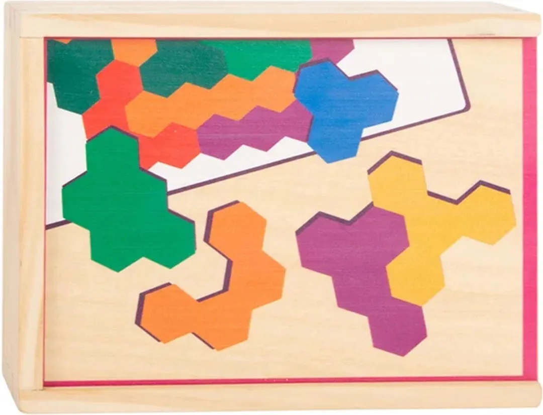 Small Foot Houten Vormenpuzzel Hexagon 14-delig - Multicolor