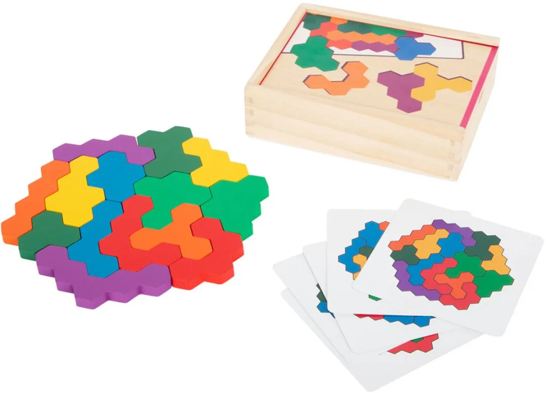 Small Foot Houten Vormenpuzzel Hexagon 14-delig - Multicolor