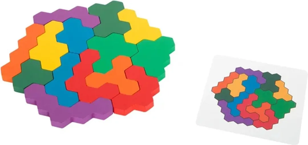 Small Foot Houten Vormenpuzzel Hexagon 14-delig - Multicolor - afbeelding 6 van 6