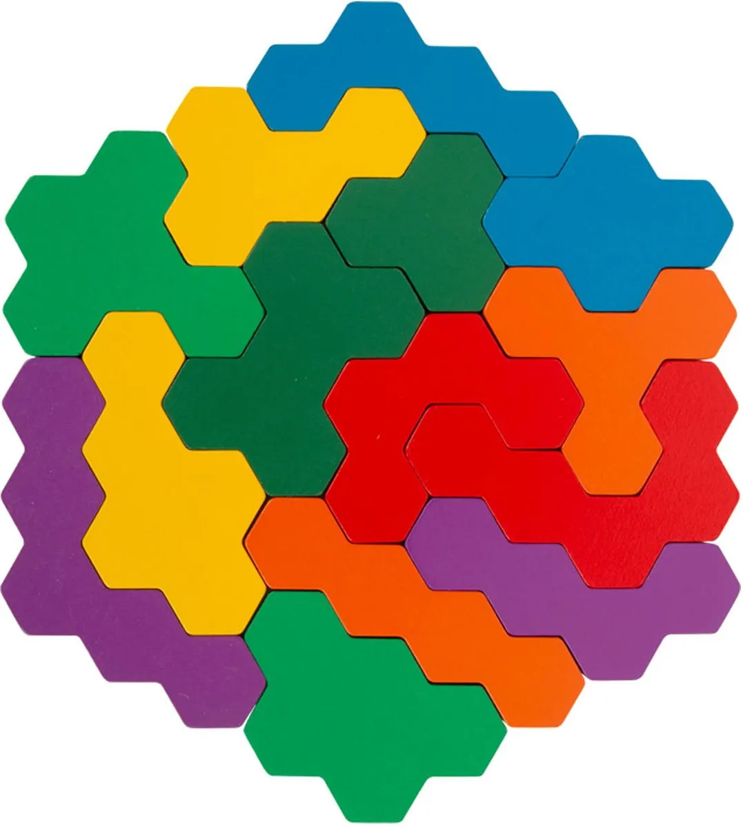 Small Foot Houten Vormenpuzzel Hexagon 14-delig - Multicolor