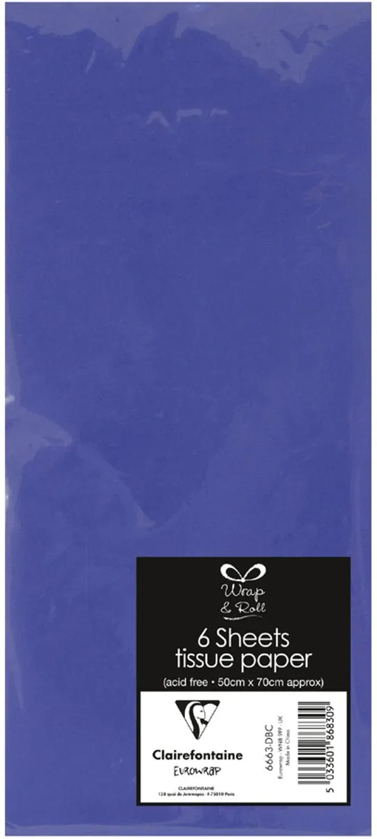 Clairefontaine Zijdepapier 500x700mm Blauw - 6 Stuks
