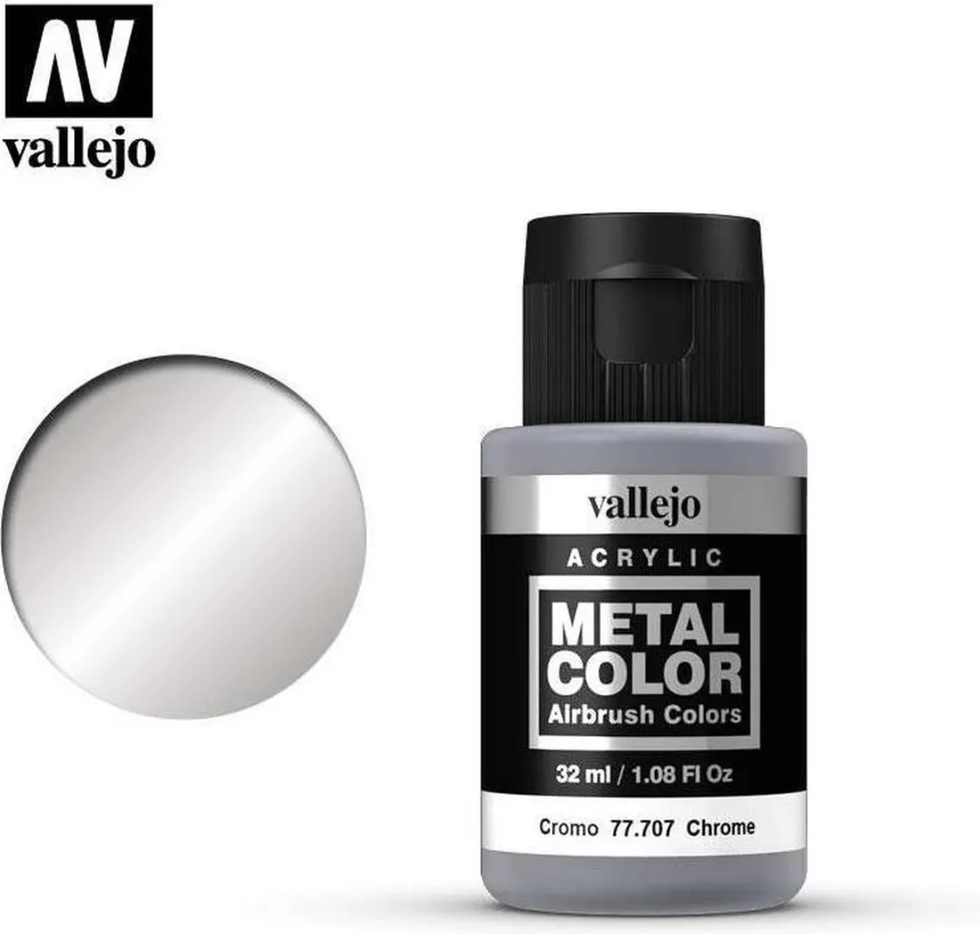 Vallejo Hobbyverf Acrylverf 77707 Metal Color Chrome