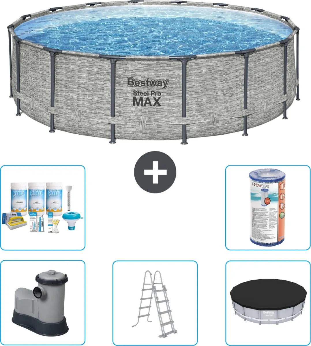 Bestway Steel Pro MAX Zwembad 488x122cm - Grijs