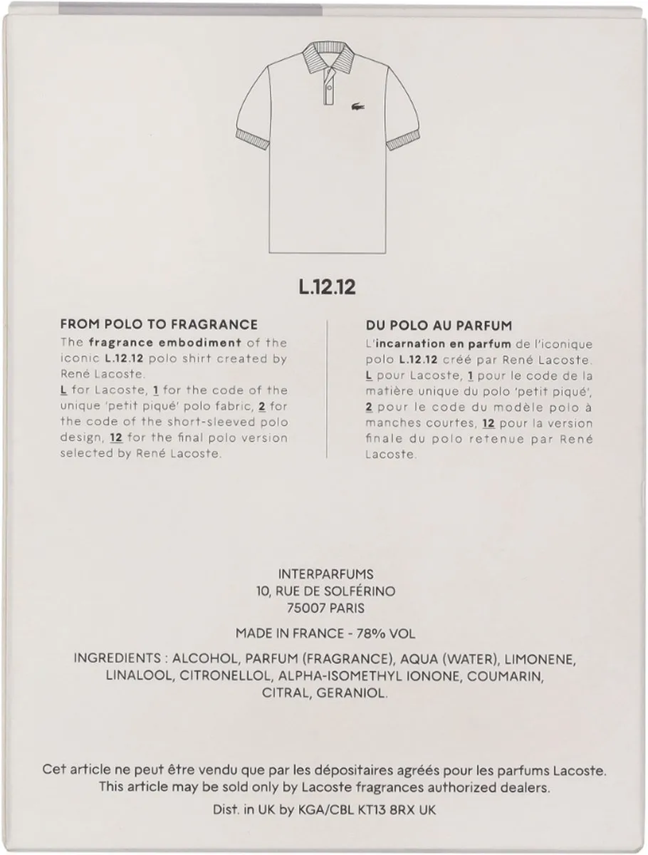 Lacoste L.12.12 Blanc Eau de Parfum - 100 ml - afbeelding 6 van 12