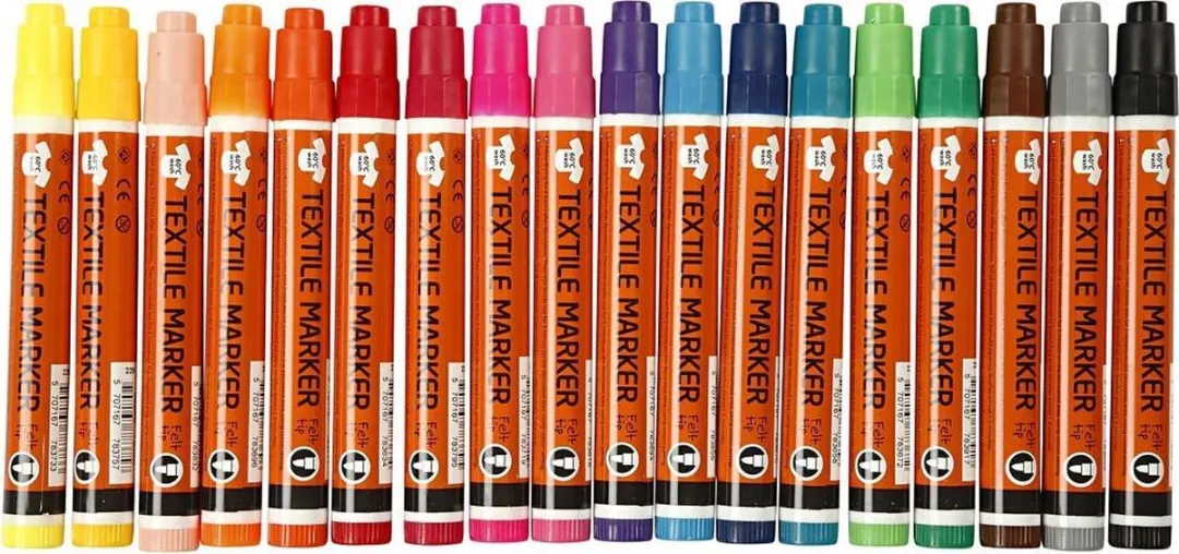 Creativ Company Creotime Textielstiften 2-4mm - 18 Stuks Multicolor