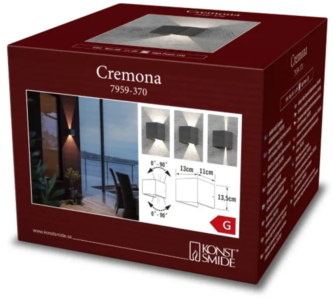 Konstsmide Cremona Spotlamp Buiten L - 2-lichts LED 3000K - Antraciet