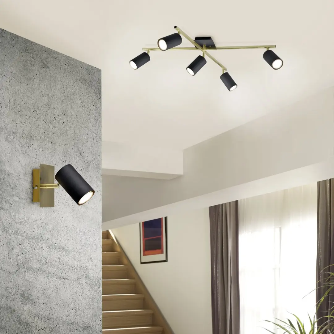 TRIO MARLEY - Spot - Zwart-goud - excl. 1x GU10 3 W - Wand- en plafondmontage - afbeelding 3 van 5