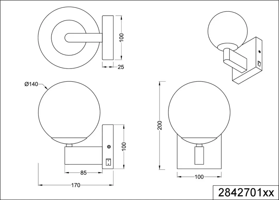 TRIO Kula Wandlamp - IP44 - Zwart Mat - afbeelding 4 van 4