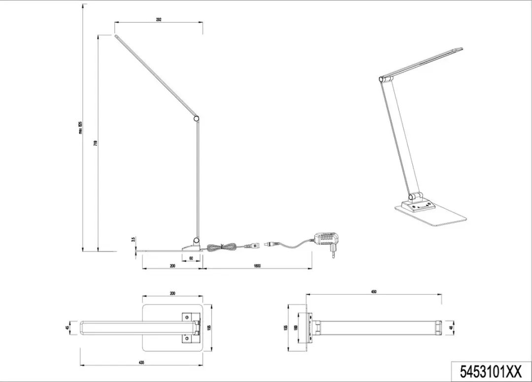 Trio Travis LED Tafellamp - 6,5W - Zwart Mat - afbeelding 4 van 4