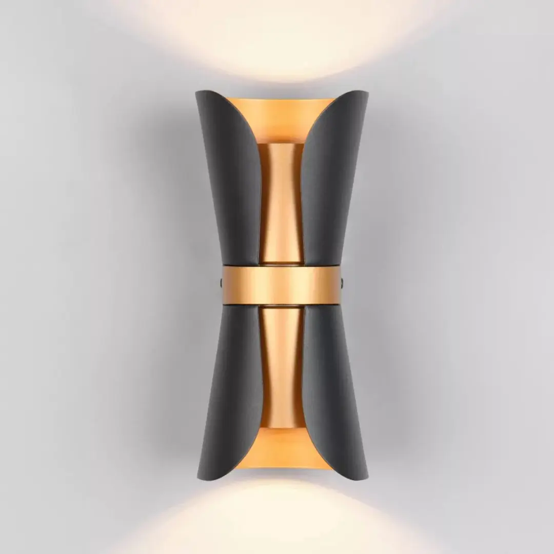 TRIO Coat Wandlamp - 2x GU10 - Zwart-goud - afbeelding 4 van 6