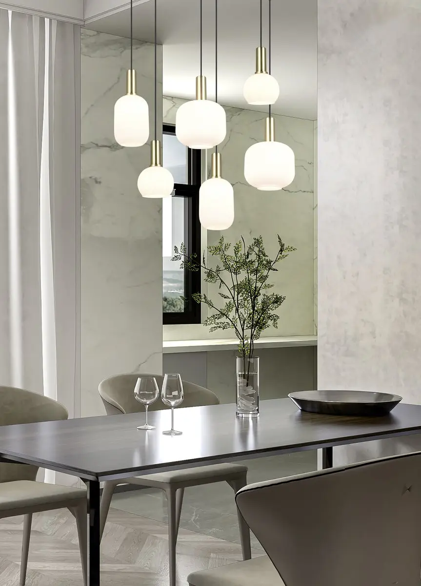 Trio Diva Hanglamp - Messing Mat - 6x E27 - afbeelding 5 van 6