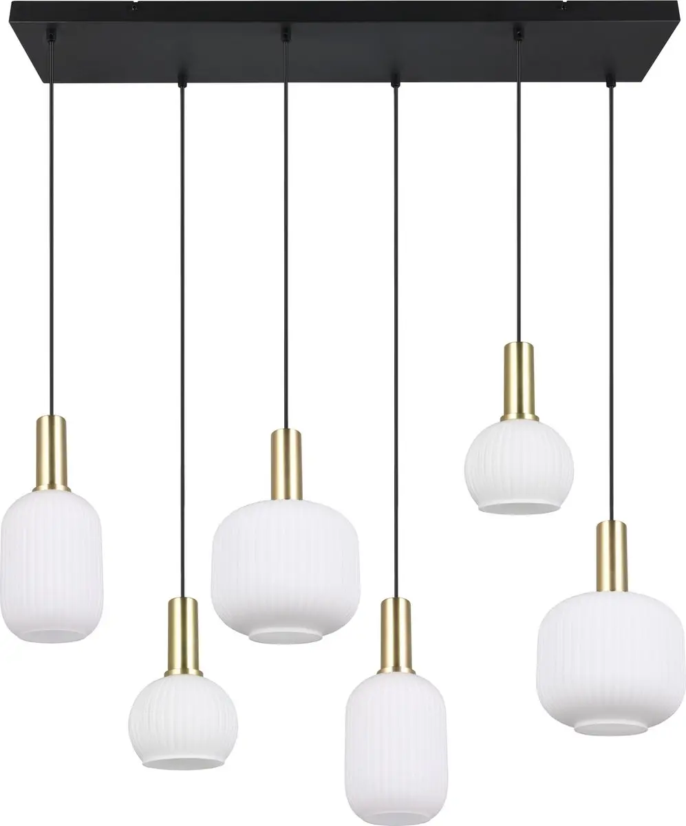 Trio Diva Hanglamp - Messing Mat - 6x E27 - afbeelding 3 van 6
