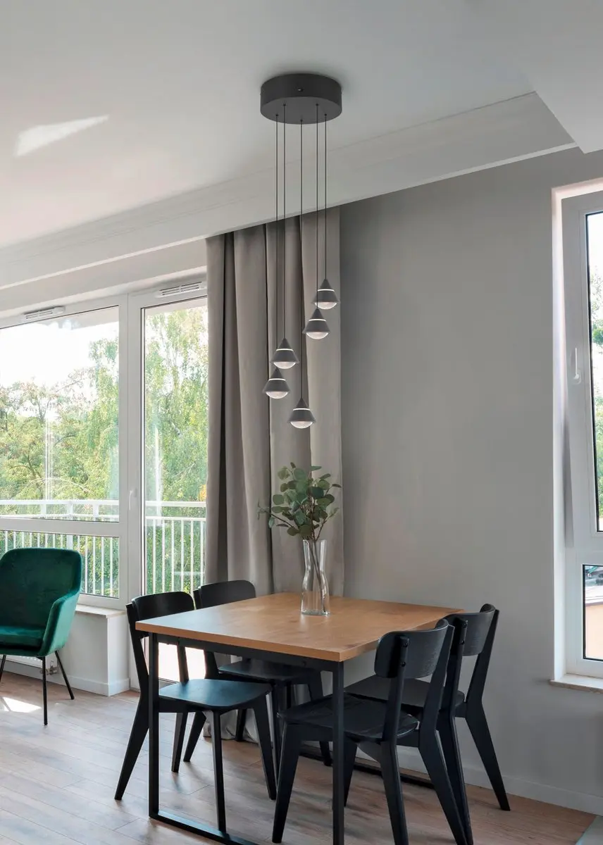 TRIO Romeo 337030532 Hanglamp - 5-lamps - Zwart Mat - afbeelding 4 van 6