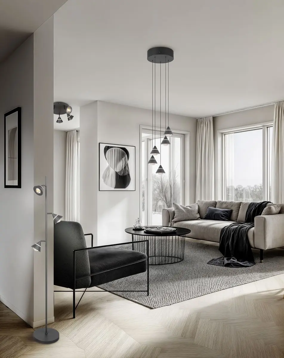 TRIO Romeo 337030532 Hanglamp - 5-lamps - Zwart Mat - afbeelding 5 van 6