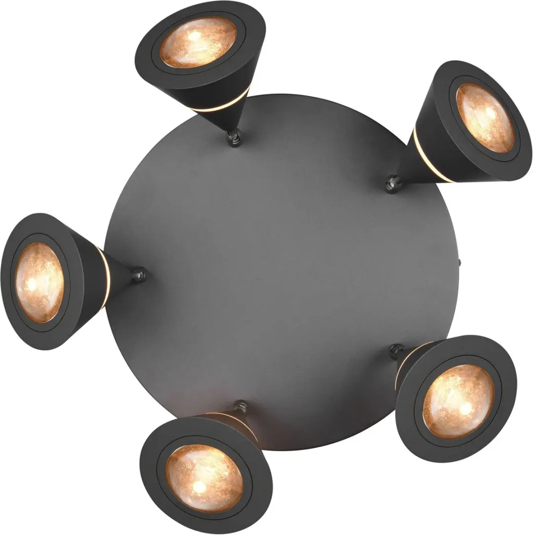 TRIO Romeo Plafondlamp - 5-lamps - Zwart mat - afbeelding 2 van 6