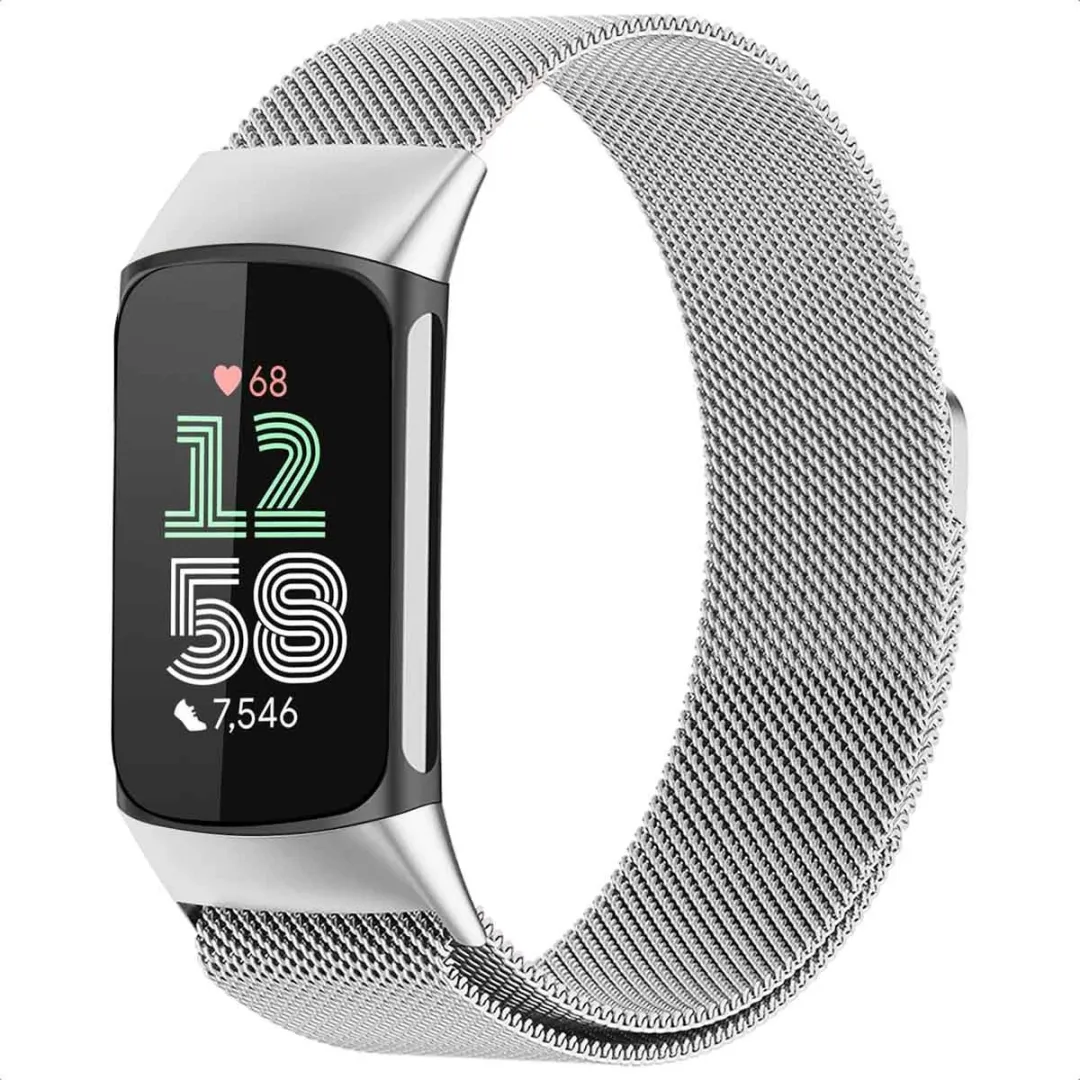 Imoshion Milanees Magnetisch Bandje Fitbit Charge 5 - S - Zilver