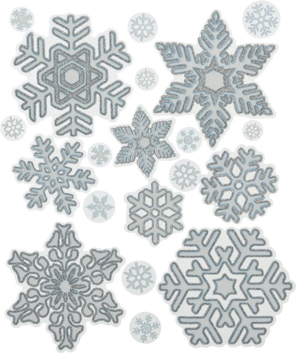 Decoris Kerst Raamstickers Sneeuwvlok 30x46cm - 2 Stuks - Wit