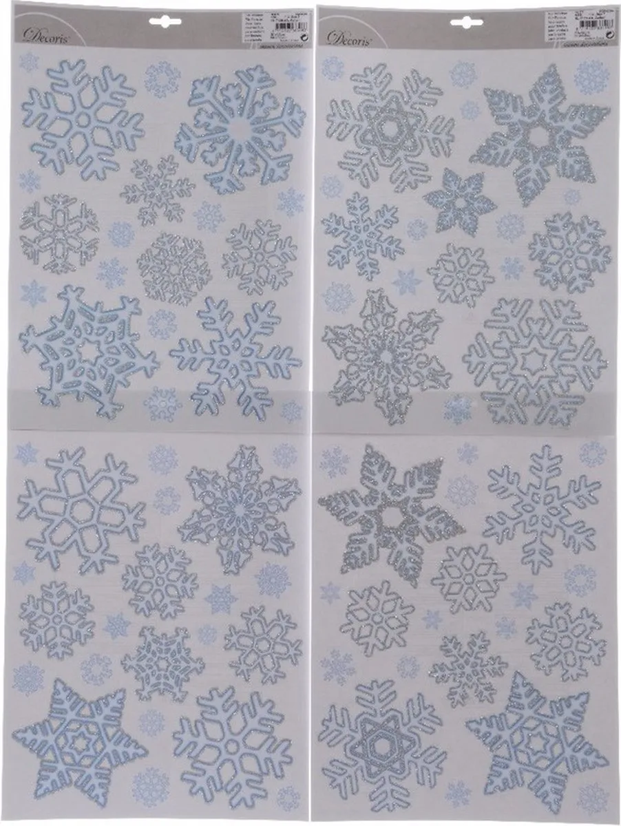 Decoris Kerst Raamstickers Sneeuwvlok 30x46cm - 2 Stuks - Wit