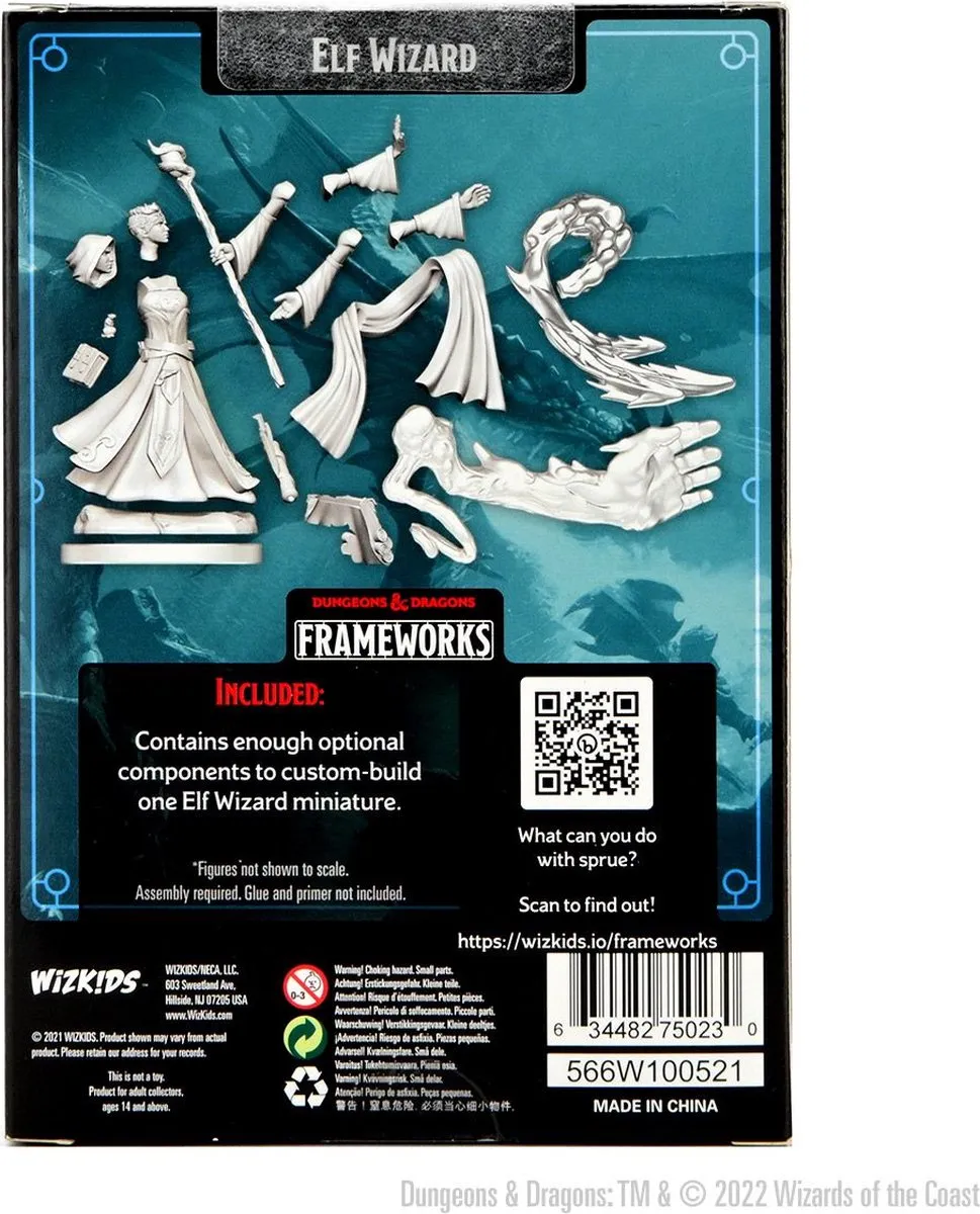 Wizkids D&D Frameworks Elf Wizard Female - Grijs