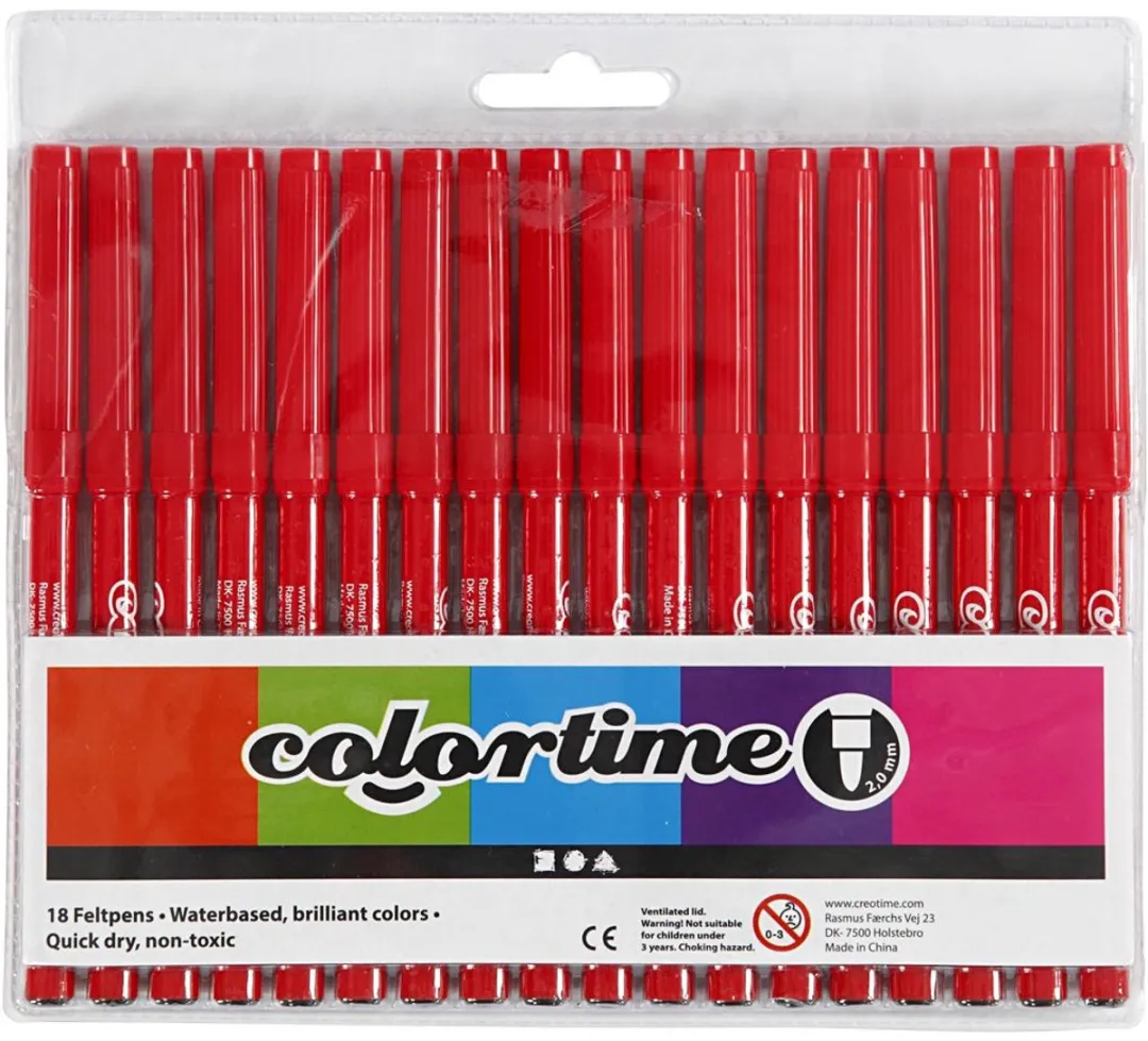 Creativ Company Rode Stiften Set - 18 Kleurstiften Multicolor
