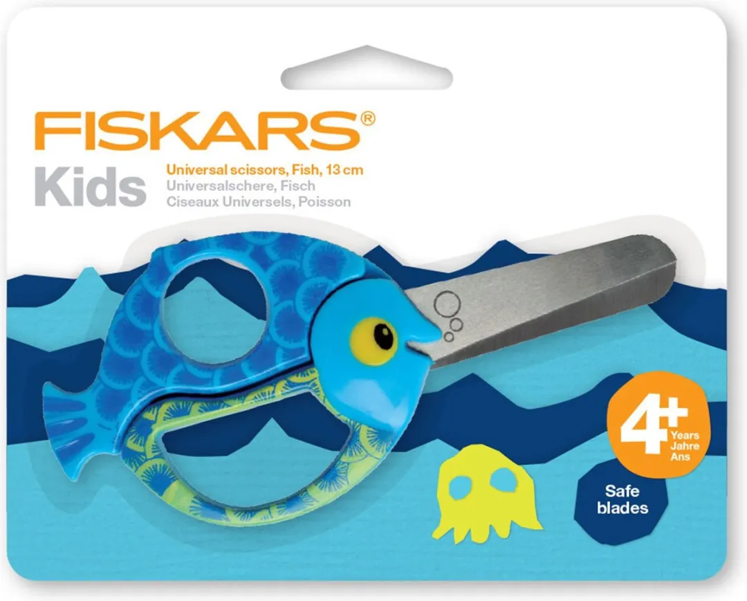 Fiskars Kinderschaar Dierenmotief 13cm - Blauw/Groen - afbeelding 6 van 6
