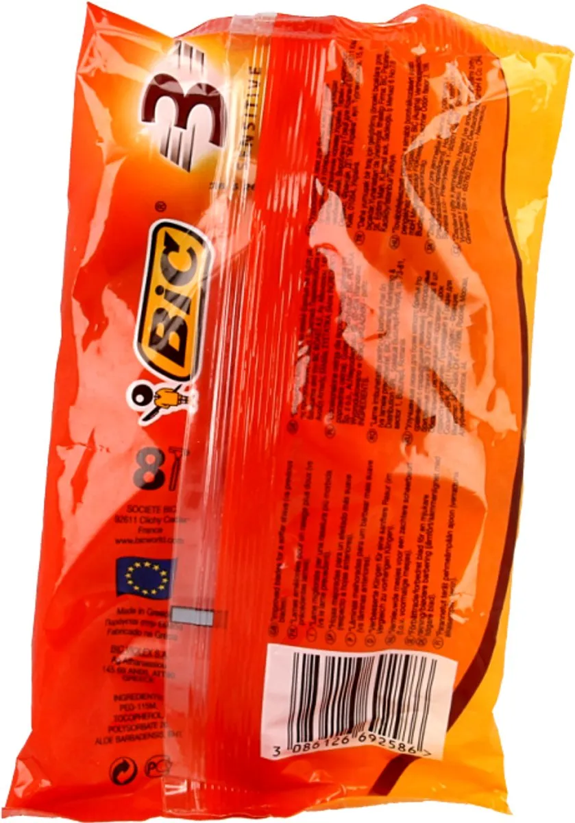 Bic 3 Sensitive Wegwerpscheermesjes - 8 Stuks - Geel/Oranje