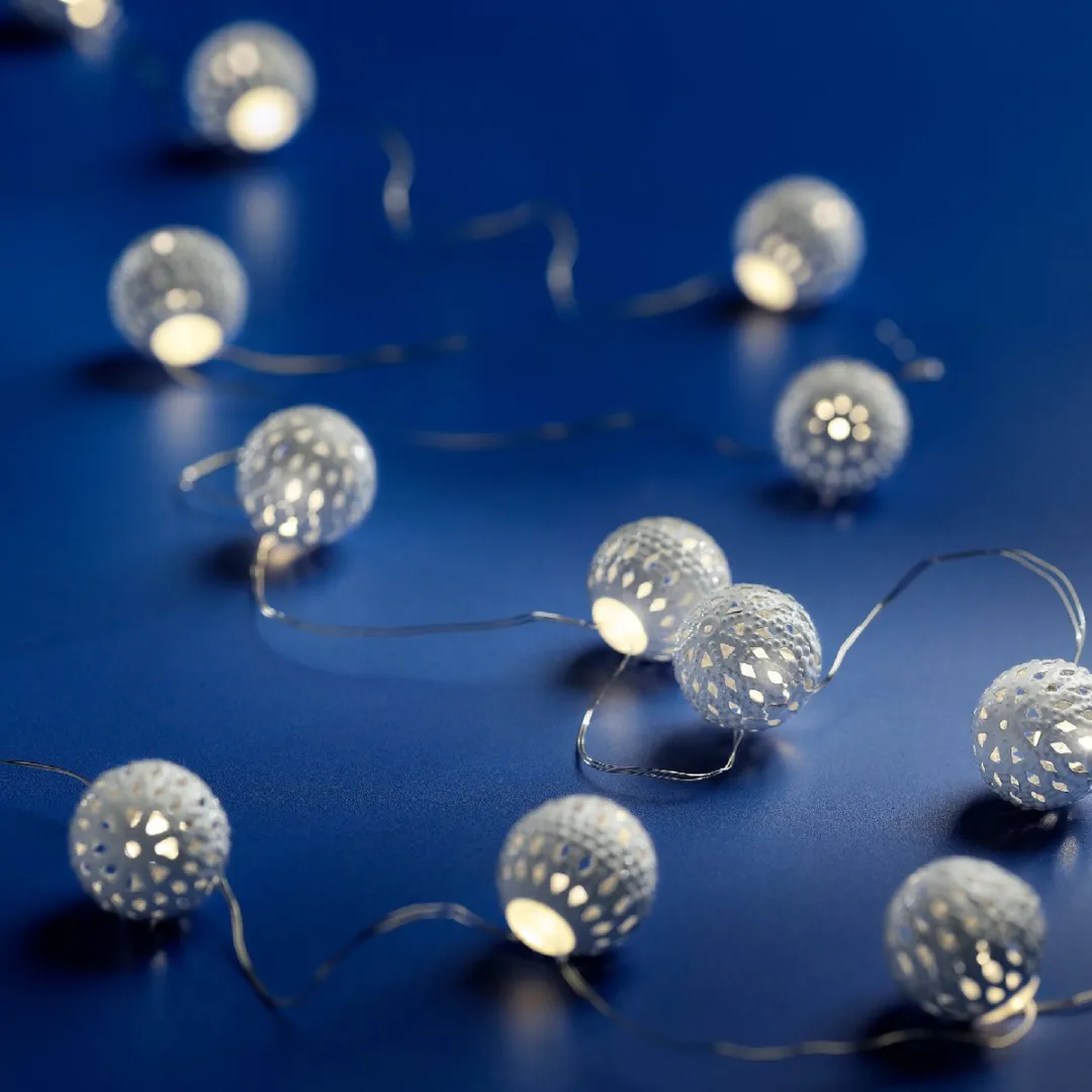 Lumineo Dauwdruppel Balletjes LEDlamp 12x - 110cm - Zilver