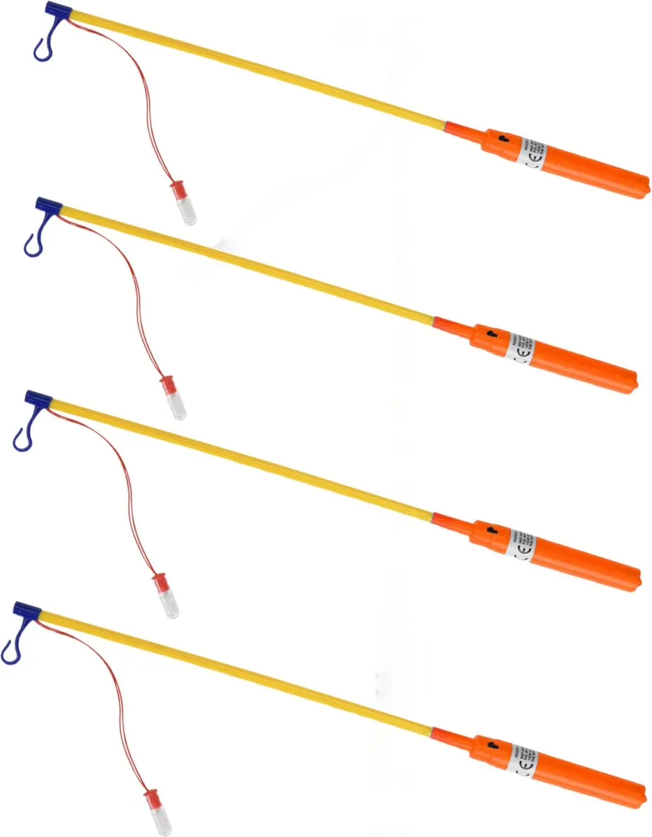 Tender Toys Lampionstokje - 6x - oranje - met LED lichtje - 50 cm - Sint Maarten lopen - Lampionnentocht