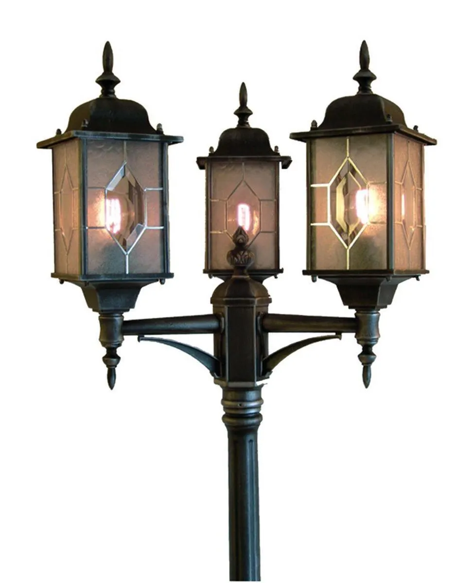 Konstsmide Milano 3-lichts Staand Armatuur 230cm - Matzwart/RVS - afbeelding 6 van 6
