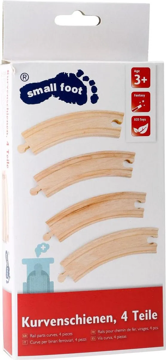 Small Foot Curved Railway Tracks - 4 Stuks - Licht Bruin