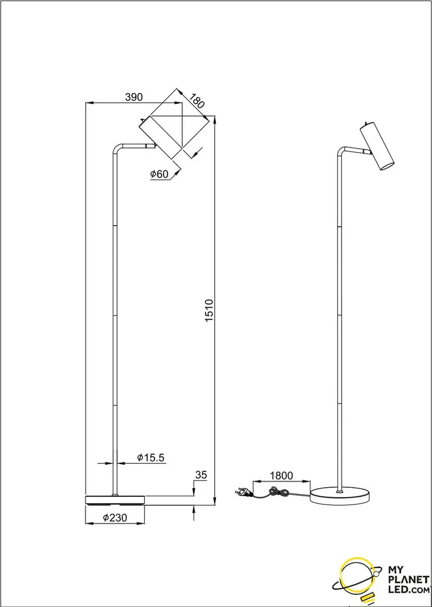 Trio Marley Vloerlamp - GU10 - Zwart mat - afbeelding 5 van 6