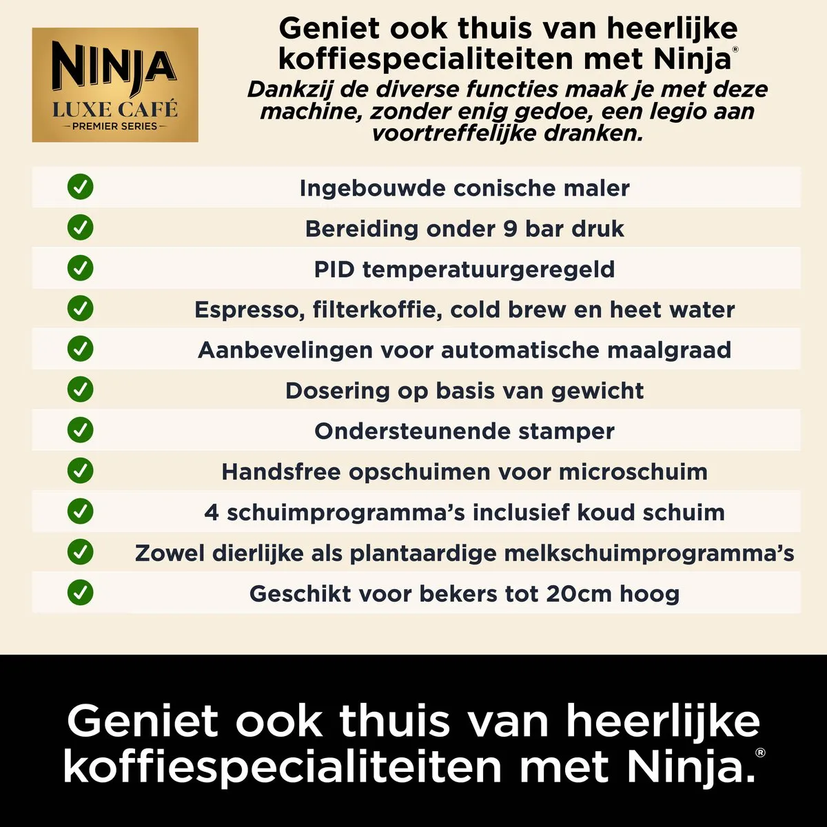 Ninja Luxe Café Premier 3-in-1 Espressomachine en Filterkoffiezetapparaat met Melkopschuimer - ES601EU