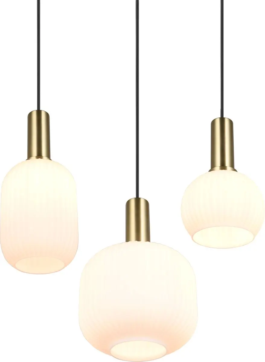 Trio Diva Hanglamp 3-lamps - Messing Mat - afbeelding 2 van 6
