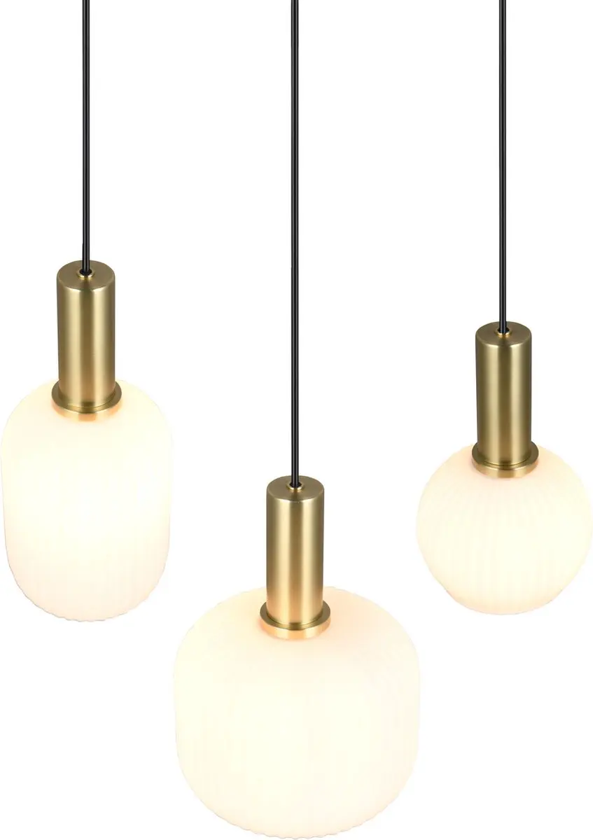 Trio Diva Hanglamp 3-lamps - Messing Mat - afbeelding 6 van 6