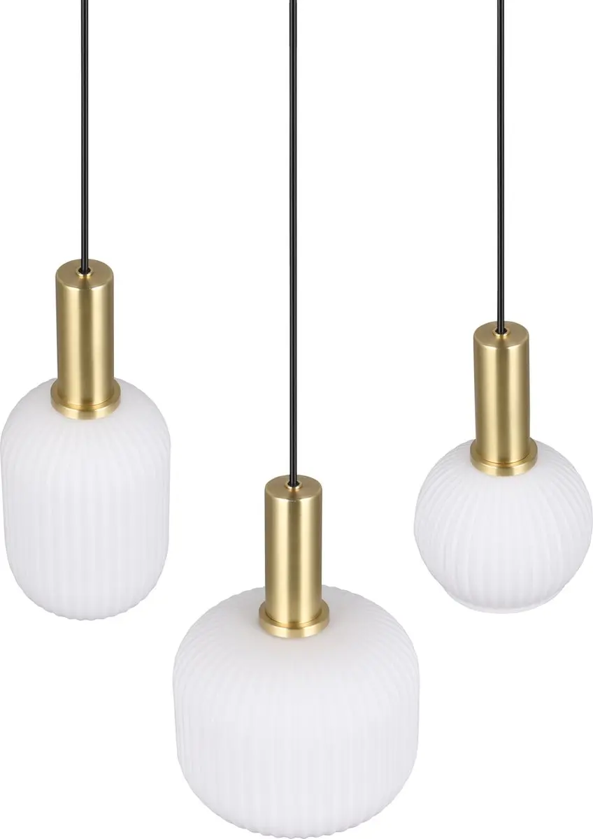 Trio Diva Hanglamp 3-lamps - Messing Mat - afbeelding 3 van 6
