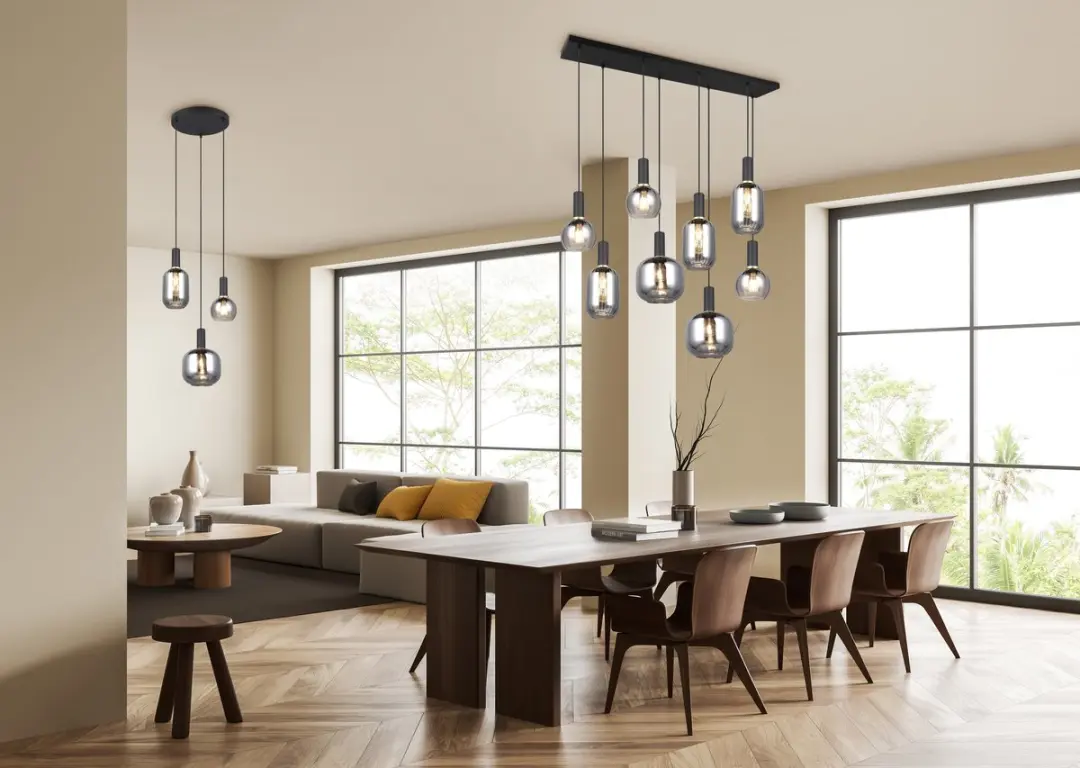 Trio Diva Hanglamp 8-lichts - Zwart mat - afbeelding 6 van 6