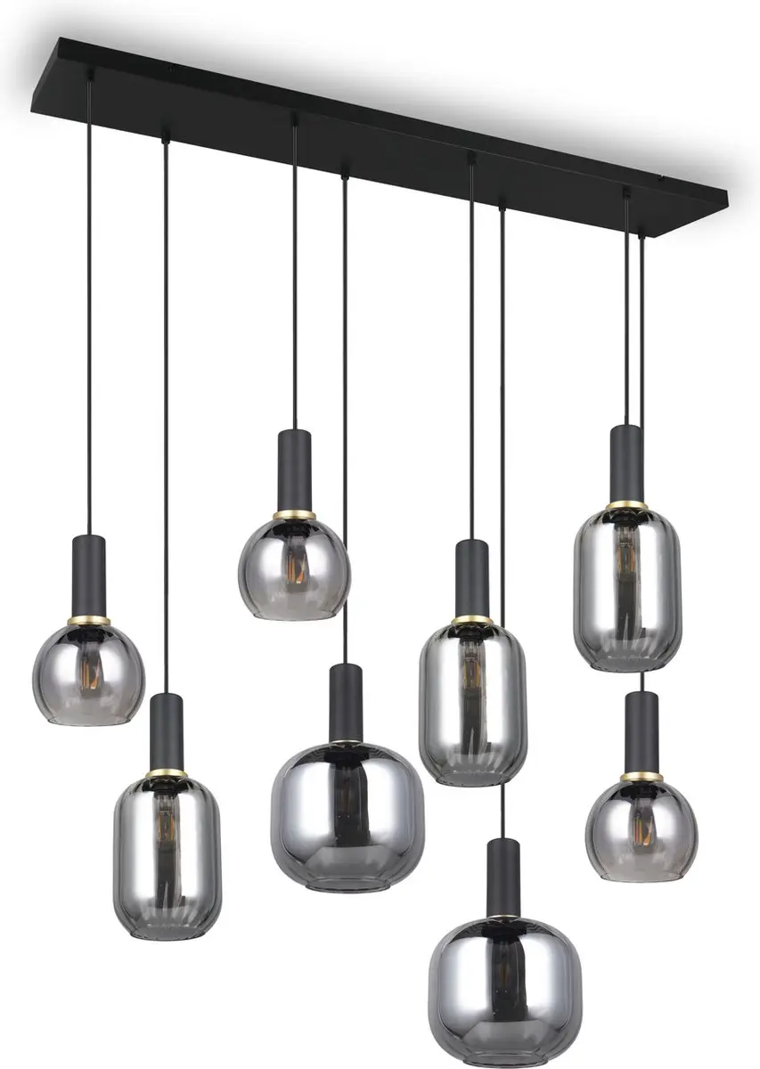 Trio Diva Hanglamp 8-lichts - Zwart mat - afbeelding 3 van 6