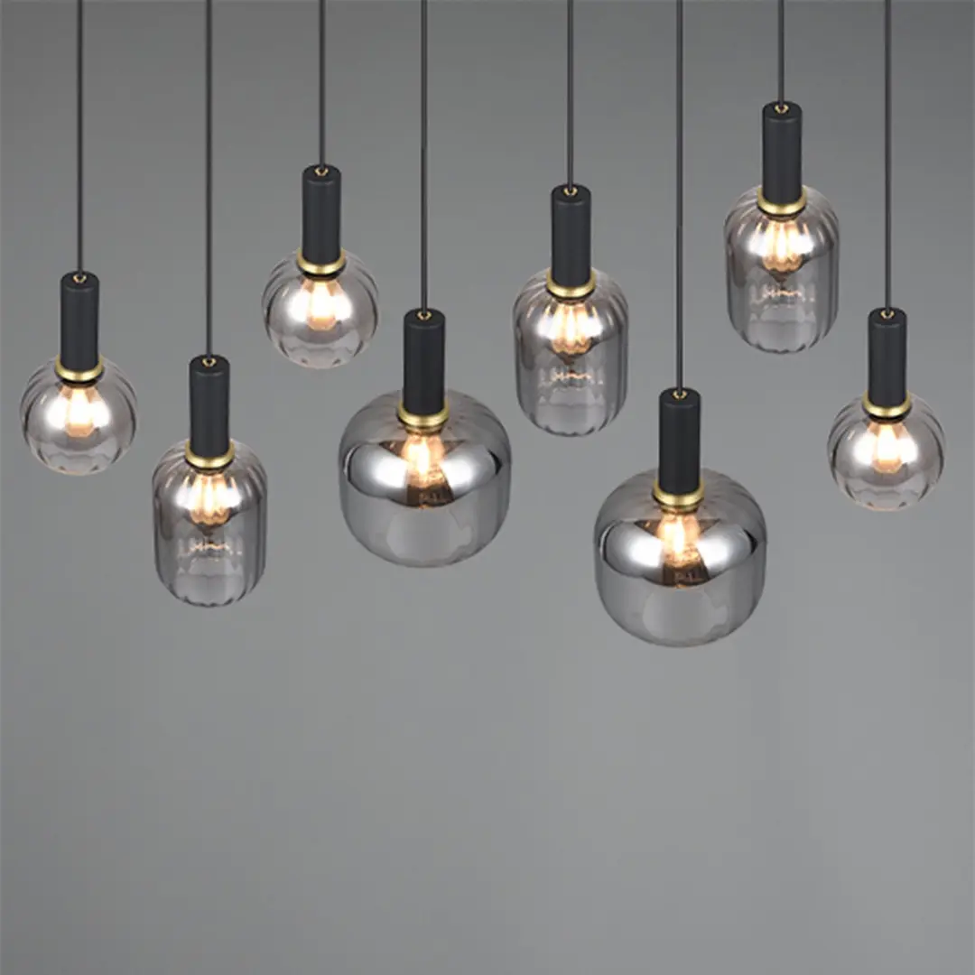 Trio Diva Hanglamp 8-lichts - Zwart mat - afbeelding 4 van 6