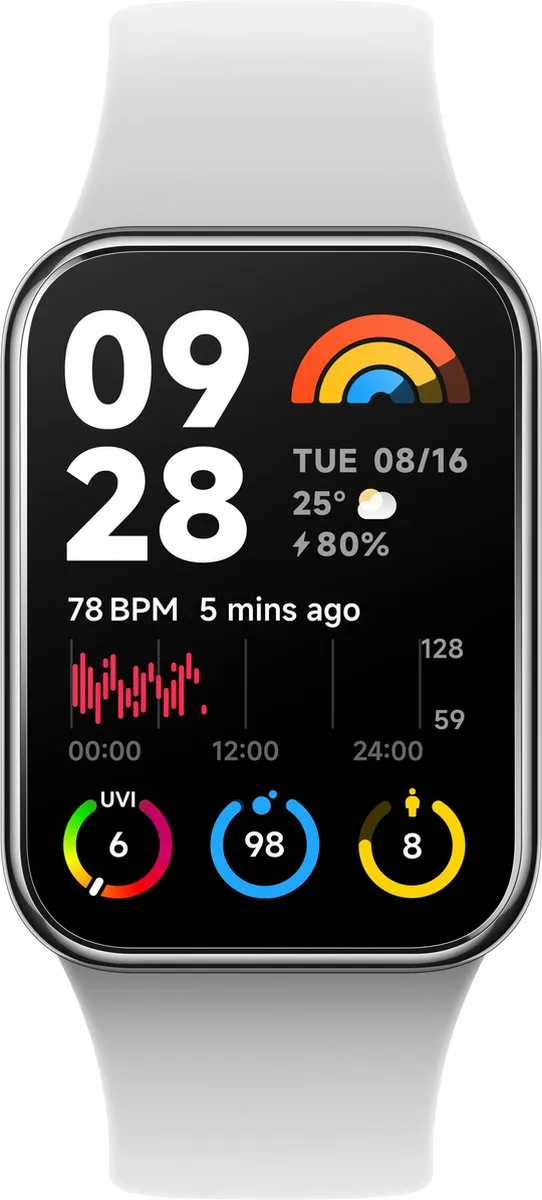 Xiaomi Smart Band 8 Pro - 44mm - GPS - Zilverkleurig/Wit