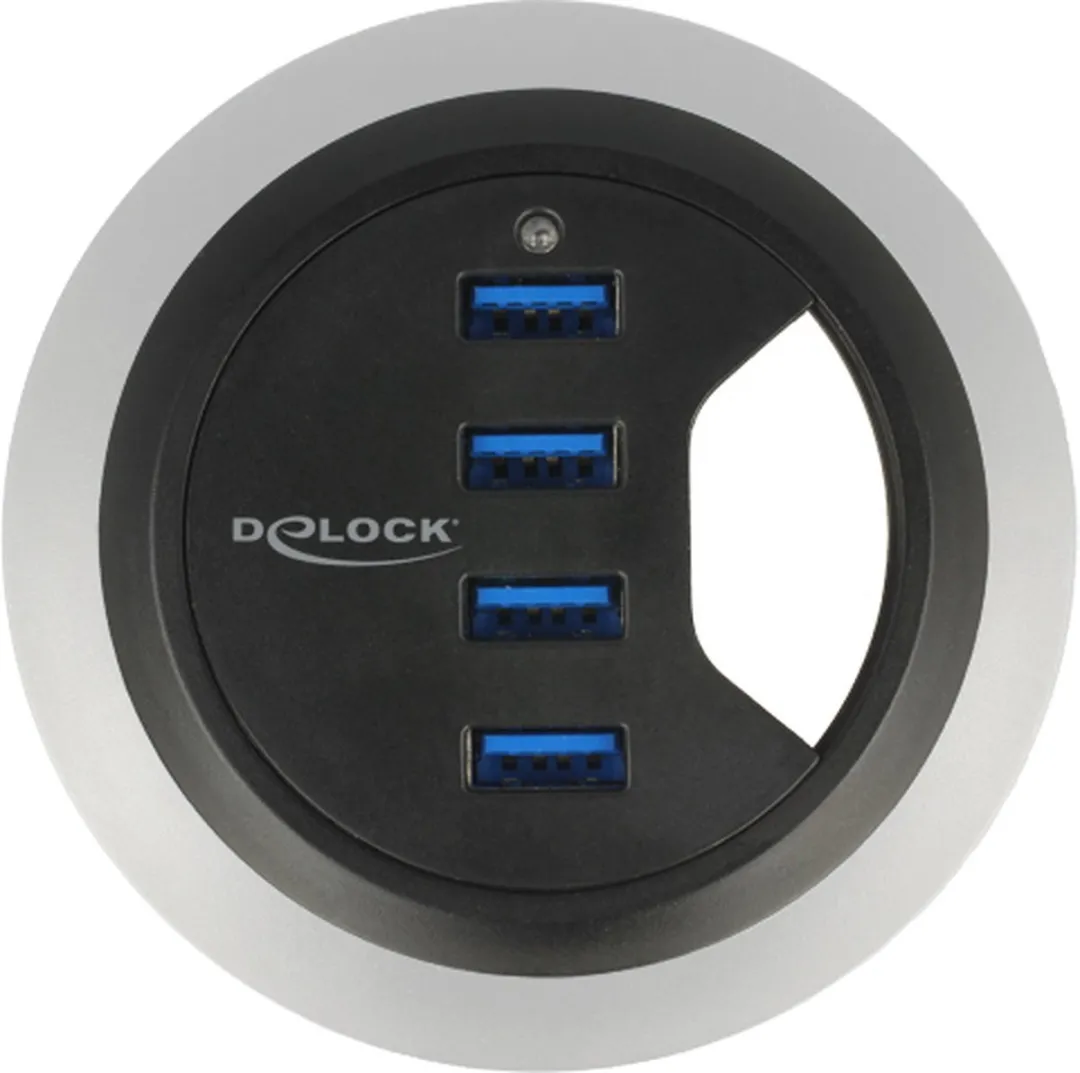 Delock 62868 In-Desk USB Hub 4x 5Gbps - Zwart